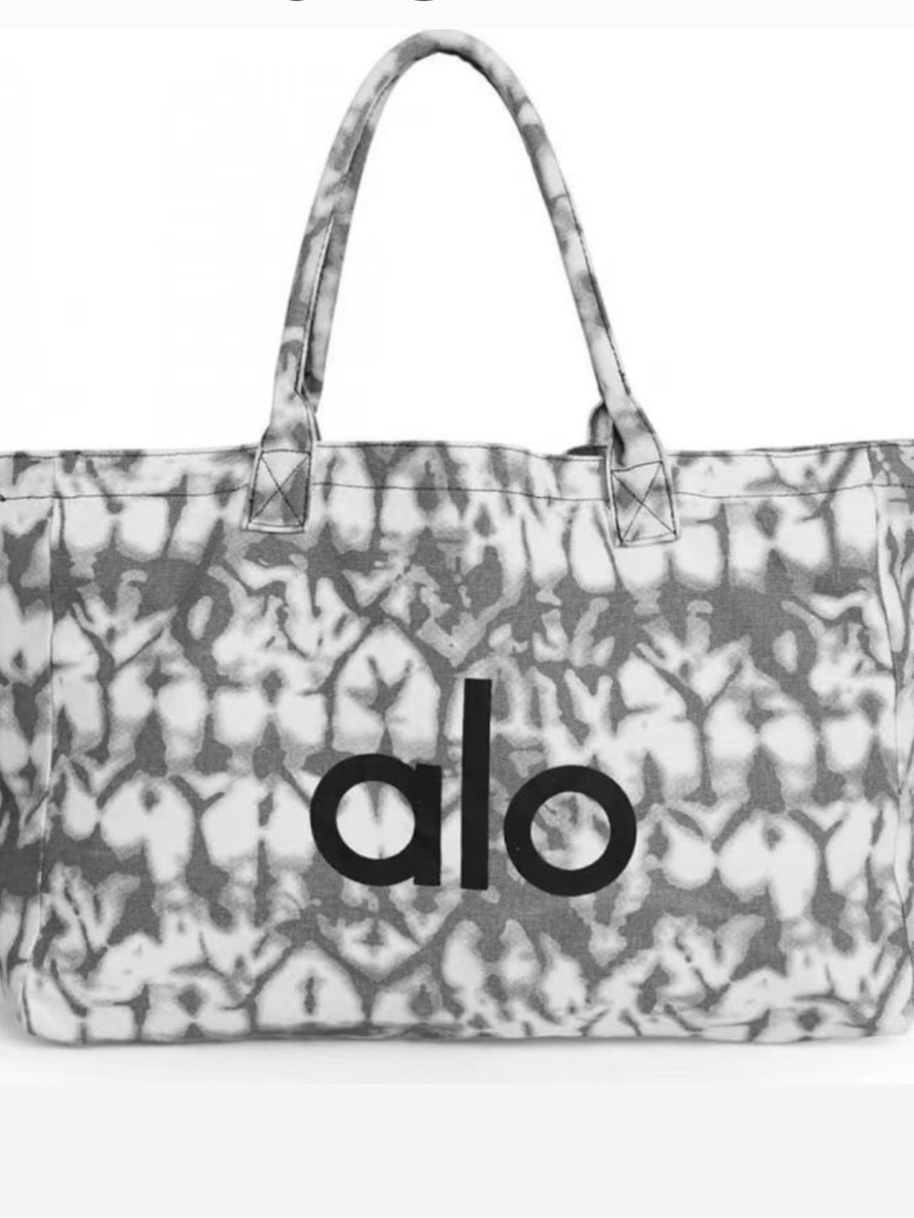 ALO Yoga Grey and White Tie-Dye Canvas Tote